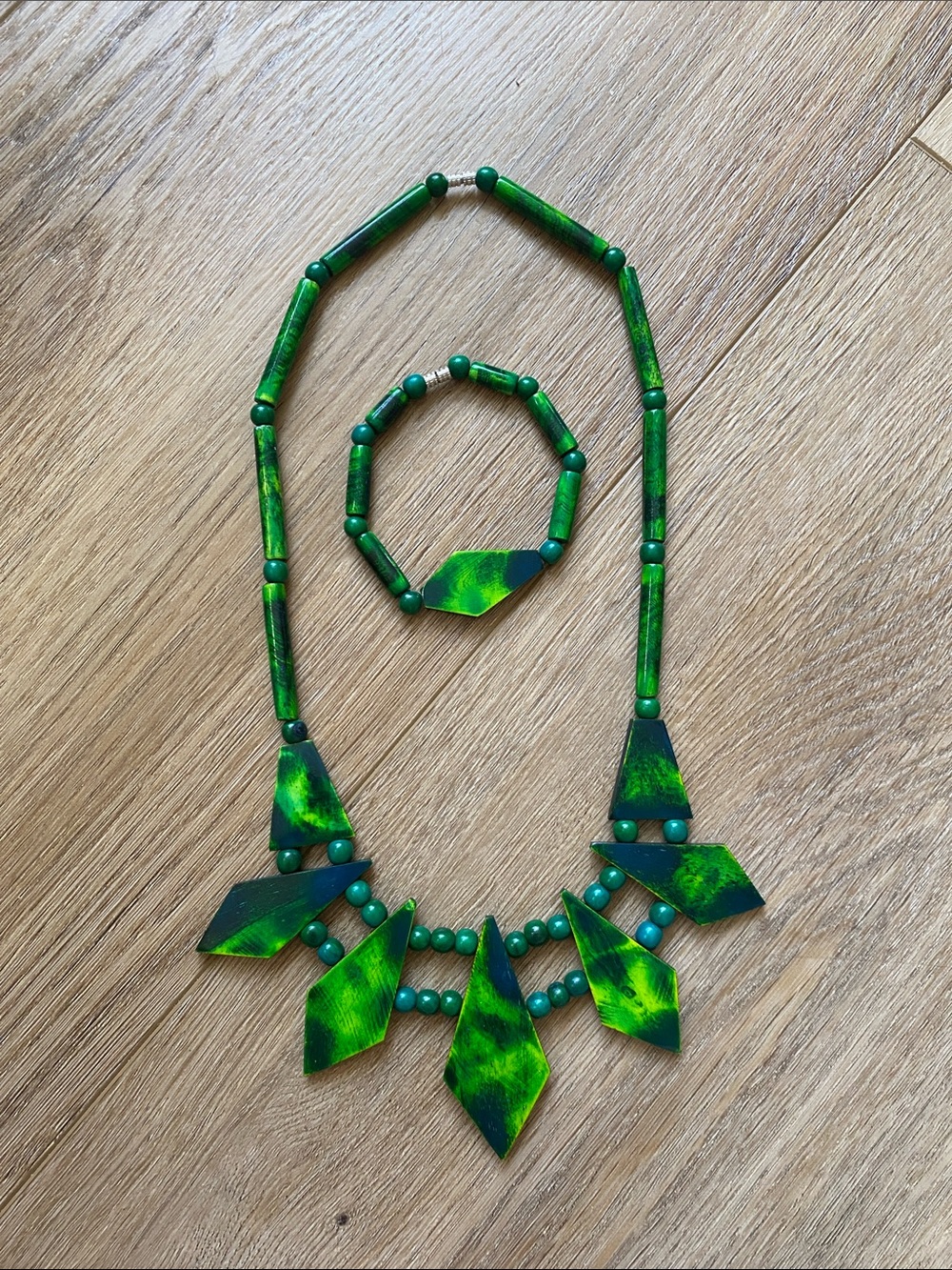 Vintage Geometric Art Deco Tribal Eclectic Boho Statement Necklace & Bracelet St
